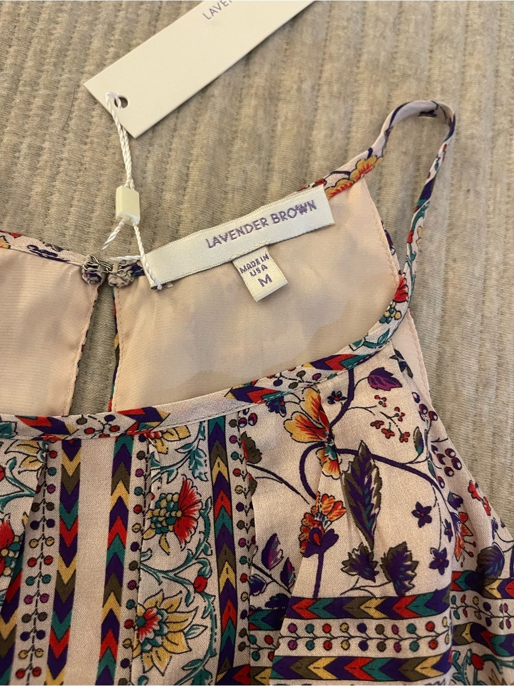 Lavender Brown Floral Halter Romper NWT Medium Ivory Purple Boho Festival USA - Picture 4 of 4